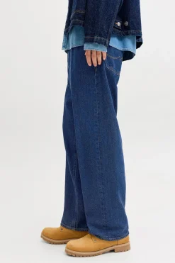 Jeans relaxed tiro alto algodón