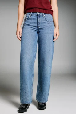 Jeans Wide Leg strass