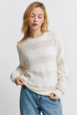 Jersey pointelle rayas lurex