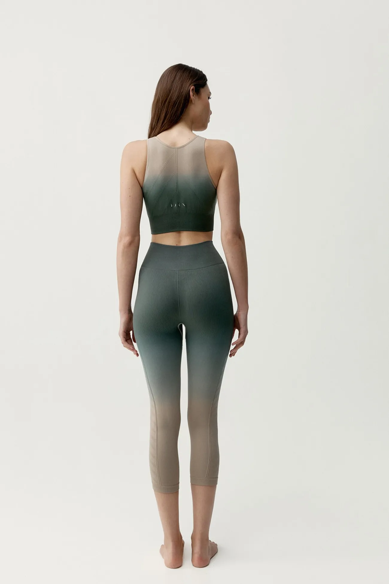 Leggings deportivos Dione verde y beige
