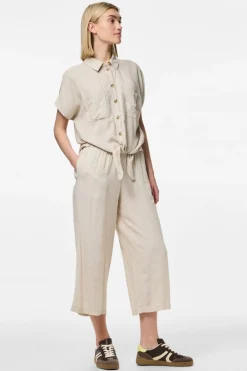 Pantal&oacute;n culotte de lino con cintura el&aacute;stica