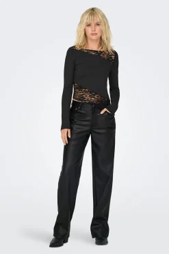 Pantalón de polipiel wide leg