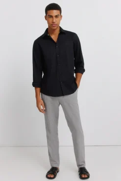 Pantalón estructura lino comfort slim fit