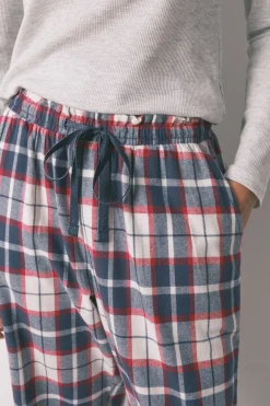 Pantal&oacute;n largo 100% algod&oacute;n franela cuadros azul