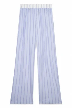Pantal&oacute;n largo 100% algod&oacute;n estampado rayas azul