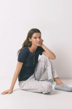 Pantalón largo algodón estampado floral
