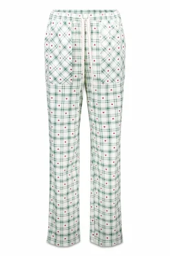 Pantal&oacute;n largo franela estampado cuadros verde