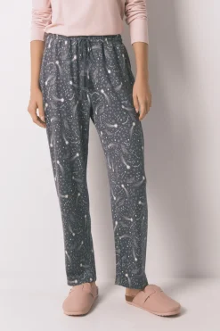 Pantal&oacute;n largo punto c&aacute;lido suave estrellas grises