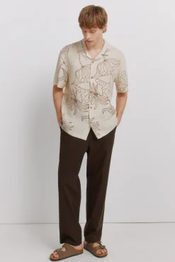 Pantalón lino recto straight fit