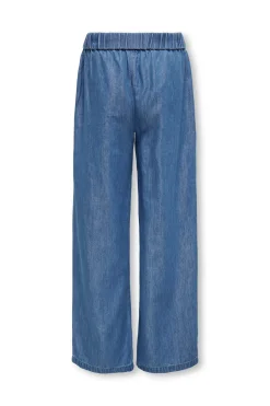 Pantal&oacute;n vaquero ancho con cintura fruncida y cord&oacute;n