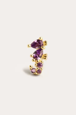Pendiente Suelto Sea Seahorse Plata Ba&ntilde;o Oro