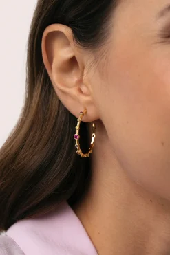 Pendientes Aro Rainbow Bubbles L Baño Oro