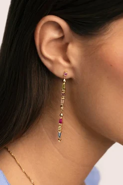 Pendientes Long Iris Colors Ba&ntilde;o Oro