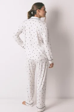 Pijama camisero largo estampado corazones