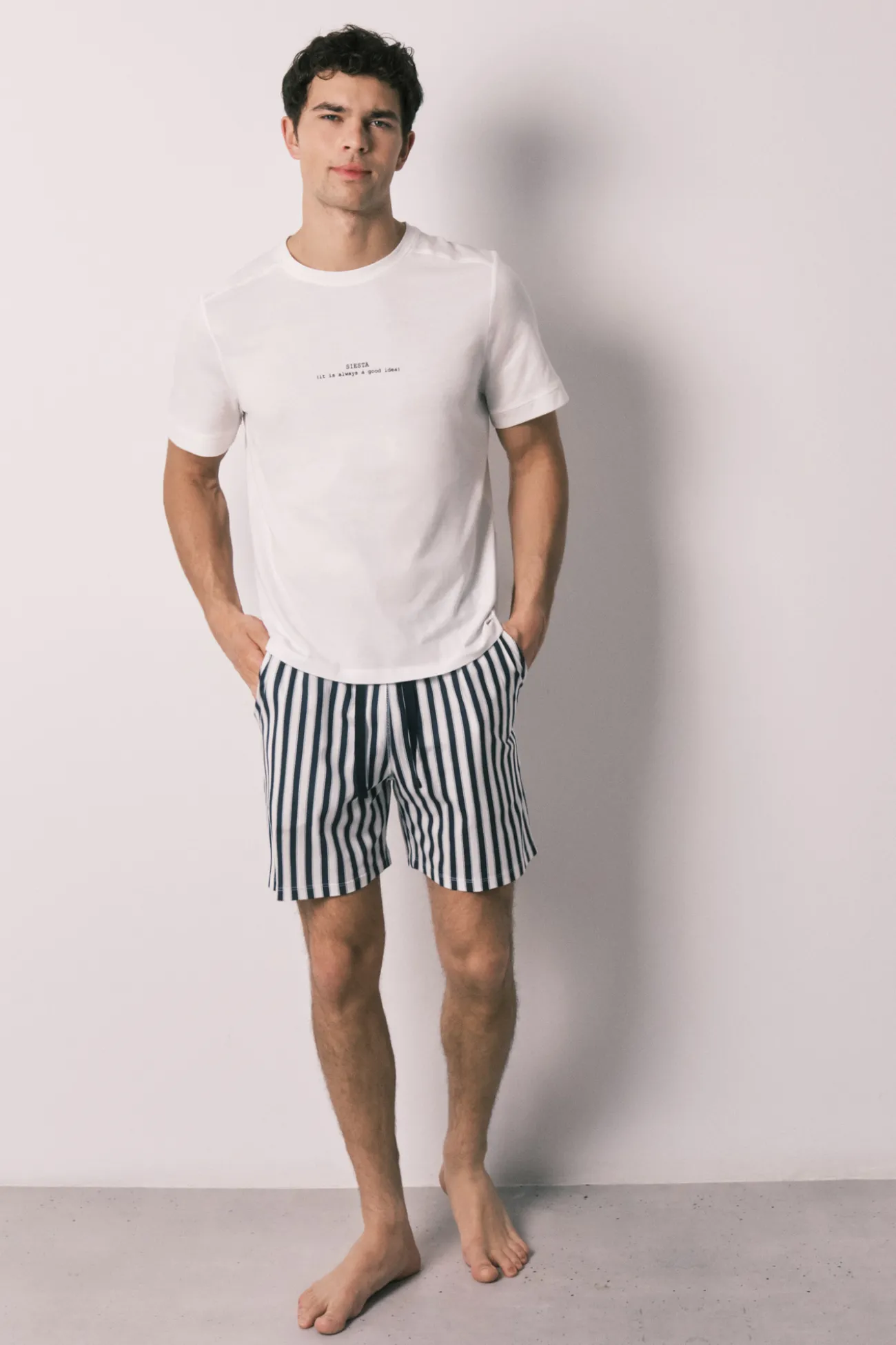 Pijama corto hombre 100% algodón rayas