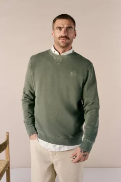 Sudadera básica lavada cuello redondo