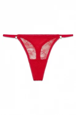 Tanga tira encaje rojo