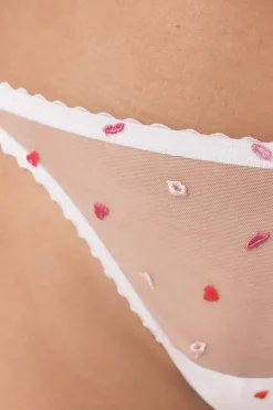 Tanga tul blanca bordada