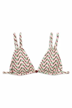 Top bikini triangular estampado geom&eacute;trico