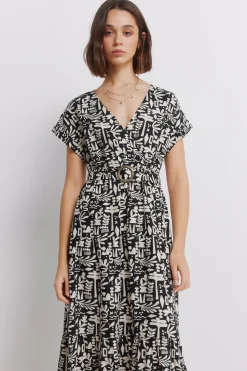 Vestido cruzado lino hebilla