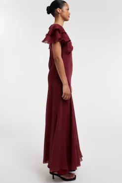 Vestido largo cuello pico
