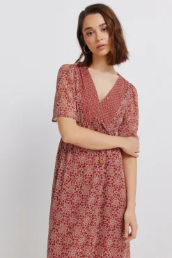 Vestido midi cenefa escote