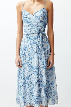 Vestido midi de tirantes lazo