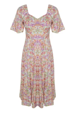 Vestido midi escote coraz&oacute;n
