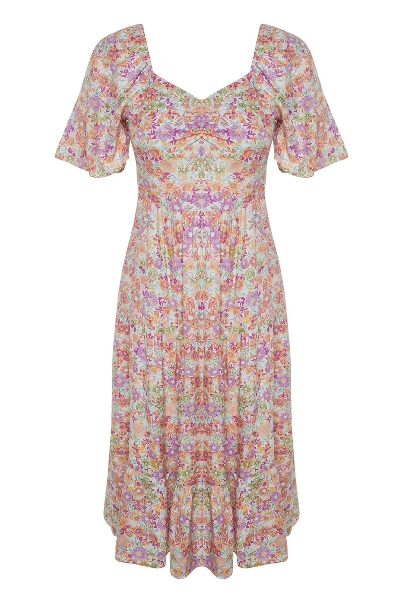 Vestido midi escote coraz&oacute;n