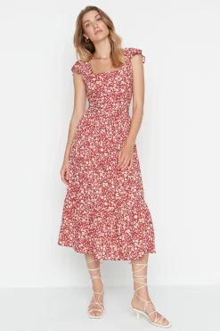 Vestido midi flores