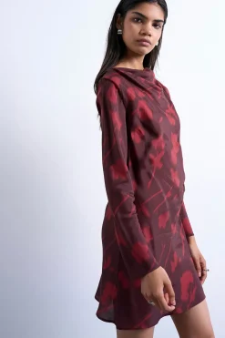 Vestido mini de viscosa de manga larga
