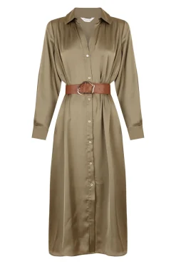 Vestido satinado camisero