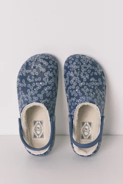Zapatillas casa zueco forrado flores